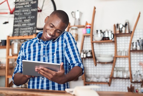 man holding tablet