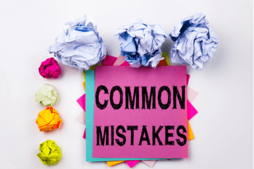 common mistakes sticky notes and crumbled paper